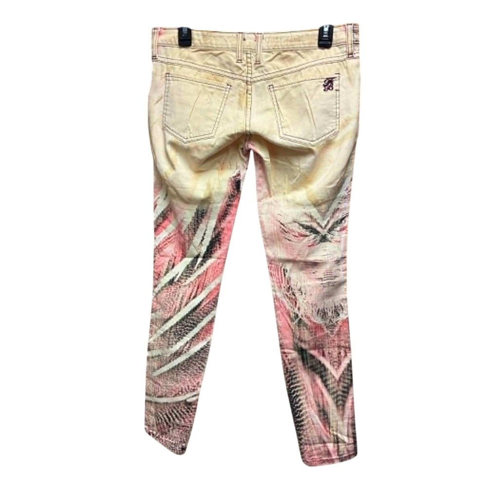 Frankie B Jean Skinny Jeans Womens 28 Pink Black Acid Wash Excellent Graphic